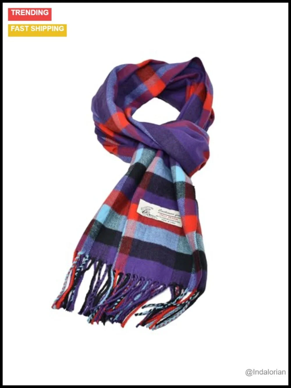 Classic Plaid Striped Winter Scarf Cashmere Feel 72x12